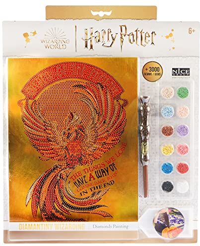 DIAMANTINY Harry Potter – Wizarding Stand Together Fenice – Kit crea il Mosaico, Attività Crystal Art, Diamond Painting, 1 Quadro A4, Multicolor, 21 x 29,7 cm,