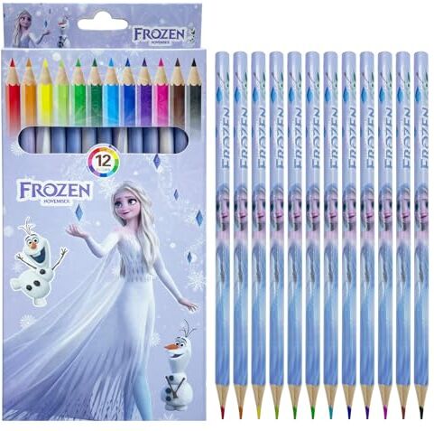 BJPERFMS Frozen Matite Colorate Bambini, Elsa Colori Bambini, 12 Pezzi Principessa Matite Colorate, Frozen Matite, Matite Colorate e da Disegno, Gadget Compleanno, Regalo Festa, per Disegnare, Festa Bambini