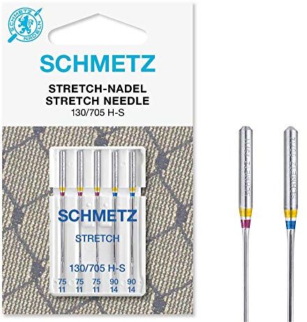 SCHMETZ Aghi per macchine da cucire   5 Aghi per tessuto stretch   130/705 H-S   Finezza dell'ago 75/11 (3x) e 90/14 (2x)  utilizzabile su tutte le comuni macchine da cucire per uso domestico