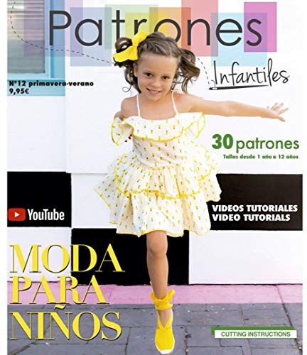 PATRONESMUJER Rivista “Patrones infantiles” n°12, Cartamodello per bambini, moda primavera/estate, 30 modelli per bambini con tutorial passo-passo (Youtube)