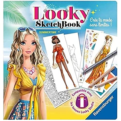 Ravensburger – Looky Sketch book – Summertime – Tempo libero – Disegno di moda – Stilismo – Attività rilassante e creativa – Da 6 anni – 18125 – Versione francese