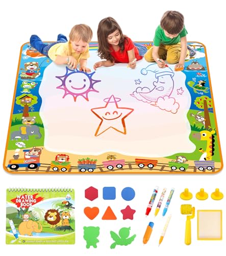 lenbest Tappeto Magico Bambini 100×100cm Doodle Giochi Educativi Colori Acqua Giocattoli 2 3 4 Anni Regalo