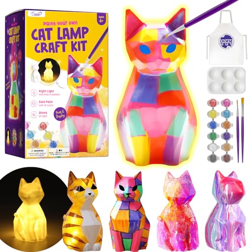 LAOESE Kit Lampada Gatto 3D Set Pittura Giocattolo Bambini, Giochi Creativi bambina 6 7 8-12 Anni, Creativi Gadget Compleanno Cat bambini, Idee Regalo Bambina 3 4 5 6 7 8 9 10 11 12+ Anni