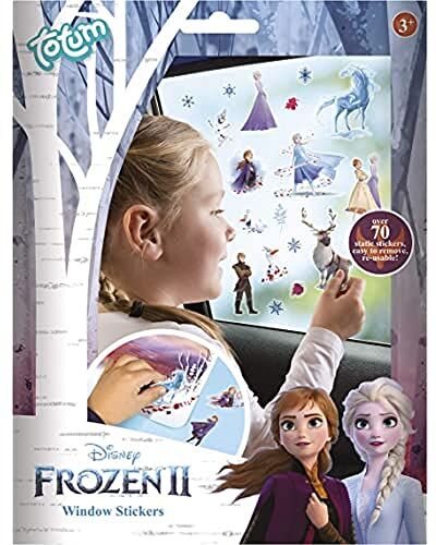 Totum - Stickerset finestre Disney Frozen II con Oltre 70 Adesivi statici e Una Scena di Paesaggio di Anna & Elsa, Colore Bianco,