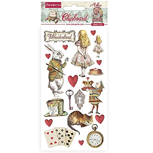 Stamperia International Chipboard Wonderland Truciolare-Alice nel Paese delle Meraviglie, Vario, 15 x 30 cm