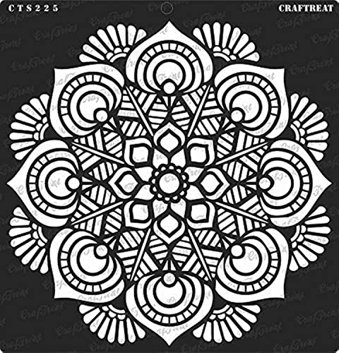 CrafTreat Mandala Wall Stencils for Painting Large Pattern Mandala 12x12 Inches Reusable DIY Art and Craft Stencils Indian Mandala Stencil 12x12 Big Mandala Stencil Mandala Template