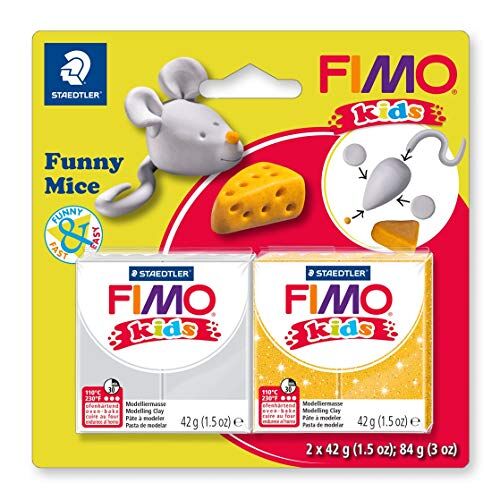 Staedtler FIMO kids super morbido (impasto indurente al forno, divertimento di modellazione speciale per bambini, personaggi divertenti, mice)