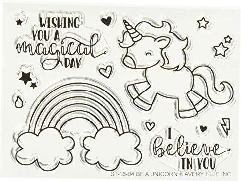 Avery Clear Stamp Set 10,2 cm x 3-inch-be Un Unicorno, Altri, Multicolore