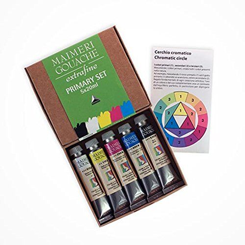 Maimeri Scatola Cartone con 5 Tubi Da 20ml Colori a Tempera Extrafini