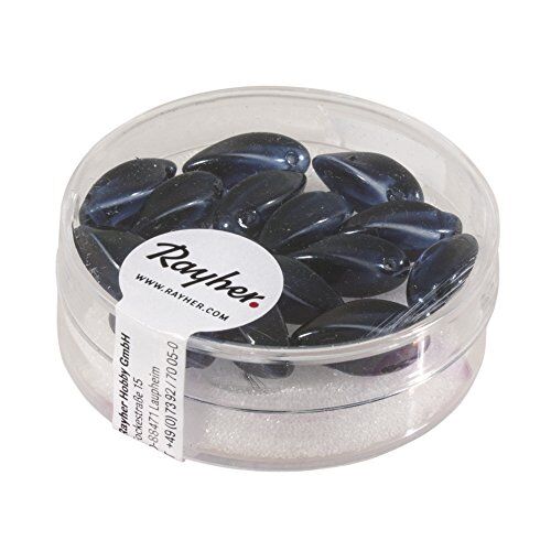 Rayher Perline in Vetro, 6 x 12 mm, Confezione da 15 Pezzi, Blu Notte