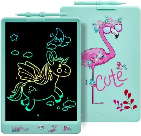 DYNASONIC (DYNA-PM Flamingo) Tavoletta di Scrittura Bambini 10 Pollici, LCD Tavoletta di Disegno Bambini Lavagna Magnetica Dinosauro Giocattolo Regalo 2 3 3 4 5 6 7 8 Anni.