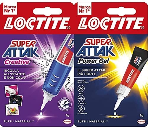 Loctite Super Attak Creative, Colla Resistente Con Applicatore A Penna Per Applicazioni Facili E Precise & Power Flex Gel, Adesivo Trasparente E Istantaneo Specifico Per Materiali Flessibili