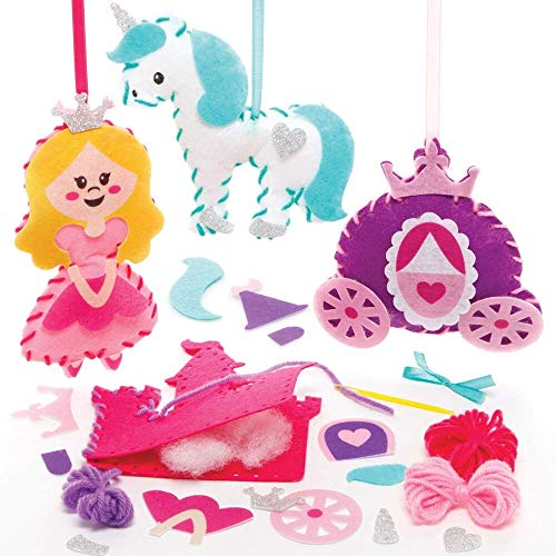 Baker Ross Kit da Cucito Decorazione di Principessa Confezione da 4, Set da cucito per bambini, Attività creative per bambini, Progetto ideale di arti e mestieri