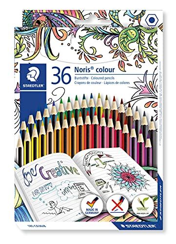Staedtler Noris Colour 185 Astuccio di cartone doppio strato, 36 matite colorate, colori assortiti