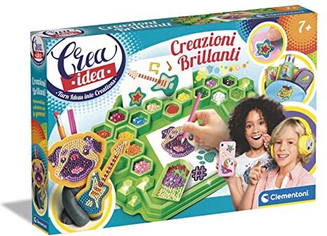 Clementoni - Crea Idea-Creazioni Brillanti Painting, Diamond Art Kit Arte Laboratorio Gemme-Gioco Creativo Bambini 7 Anni, Multicolore,