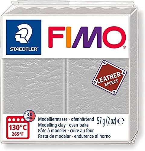 Staedtler - Fimo Leather-Effect Pasta per Modellare in Forno, Colore Grigio Tortora, 57 g, 8010-809