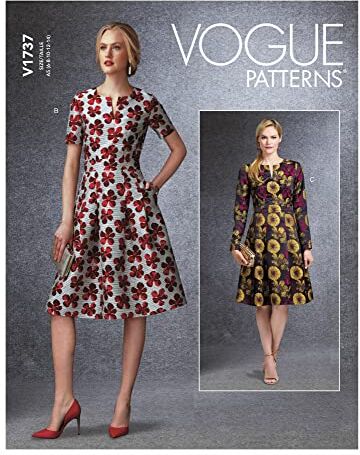 Vogue Patterns  Misses Dress -Cartamodello per Abito da Donna, Bianco, A5 (6-8-10-12-14)