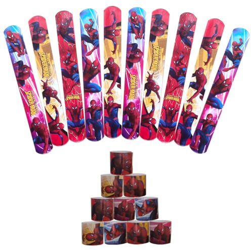 MODALI Spiderman Braccialetti Slap, 10 Pezzi Slap Bracelets Gadget Bracciali a Scatto per Festa Compleanno Bomboniere Party Supplies Favors per Bambini, Ragazze e Ragazzi Premi in aula Scambio di regali