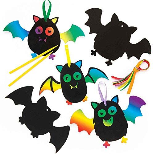 Baker Ross Decorazioni Scratch Art Pipistrelli (Pacco da 10) Lavoretti creativi per bambini per Halloween.