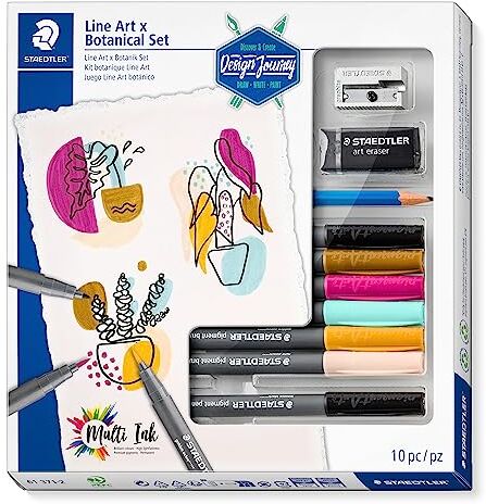 Staedtler 61 371-2 Design Journey Pigment Arts Set di 10 pennelli misti per disegno artistico e botanico