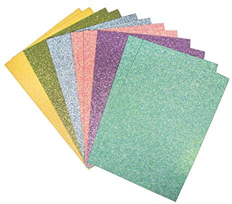 Rayher Carta Glitterata, Formato A5, Autoadesiva, 14.8 X 21 cm, 130 G/M2, 6 Colori Assortiti, Mix Pastello, 12 Fogli, Per Lavori Creativi E Hobbistica