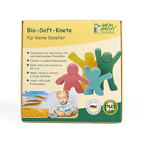 GRÜNSPECHT Naturprodukte GRÜNSPECHT Impasto biologico morbido, 4 colori di materie prime naturali, qualità alimentare, morbido, mistibile, giallo, rosso, verde, blu ()