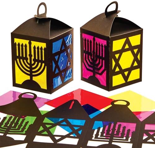 Baker Ross Kit di lanterne in vetro colorato per Hannukah Confezione da 4, Kit di educazione religiosa per bambini