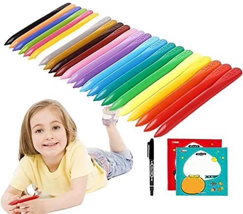 Generic Pastelli per bambini Set di pastelli colorati triangolari per bambini che dipingono,Set di pastelli cancellabili durevoli con penna a linea per la scuola, la casa, la pratica della pittura