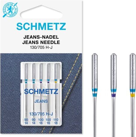 SCHMETZ Aghi per macchina da cucire  (89 tipi, dimensioni a scelta), Single Packet, Denim/Jeans Assorted 90/14-110/18