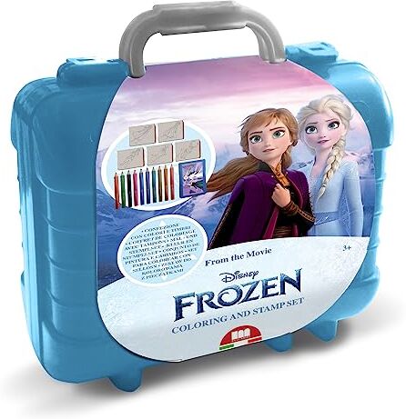 Multiprint - Disney Frozen Confezione Timbri in Legno Naturale e Gomma, Blu, dai 3 anni