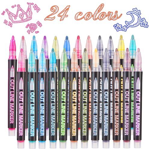 Gapenbex Penne Glitterate Colorate, Regalo Bambina 4-12 Anni, 24 Colori Pennarelli Glitter Magici Metallici per Scrapbook, Cancelleria Bambina, Idee Regalo Ragazza, Idee Regalo Pasqua Bambini