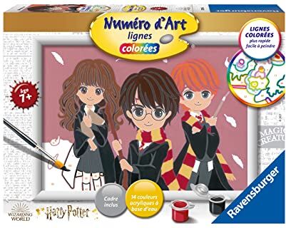 Ravensburger Numero d'arte medio formato, Harry Potter, ritratto di gruppo, tempo libero creativo, kit di pittura acrilica, attività rilassante, per bambini dai 7 anni, 20014