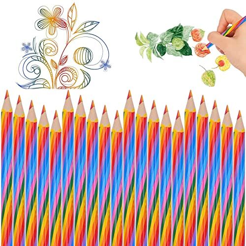 QJFHURB Matite Arcobaleno 20 Pcs Colorate Acquarellabili Colori Matita 4 In 1 Colouring Pencils Colorata Disegno Colorato Regalo Festa Bambini Set Acquarelli Adulti Valigetta Bambini Impilabili Colorate