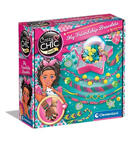 Clementoni - Jewellery Making Crazy Chic-My Friendship Bracelets-Set per Realizzare, Braccialetti Bambina, Gioco Creativo 7 Anni, Colore Multilingua,