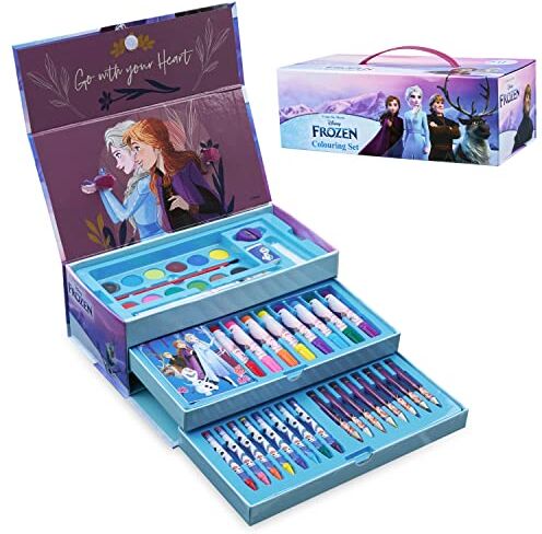 Disney Valigetta Colori Bambina, Kit Disegno Bambina Frozen 40+ pzs con Pittura e Matite Colorate