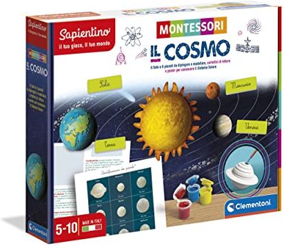 Clementoni Sapientino Montessori Il cosmo gioco Montessori 5 anni, gioco educativo per esplorare il sistema solare, sviluppo linguaggio Made in Italy