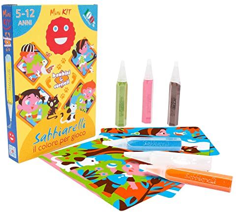 Sabbiarelli Sand-it For Fun Kit Bambini e Cuccioli Set Lavoretti Creativi: Colora con la Sabbia tutti i Divertenti Personaggi, Regalo di Compleanno Anni 5+