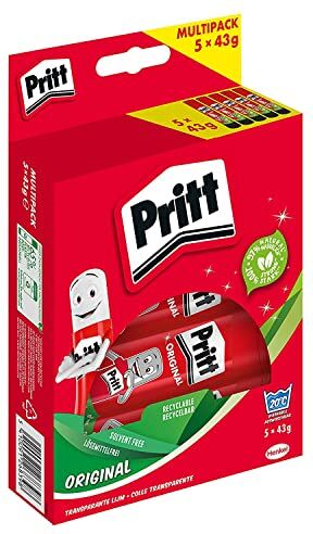 Pritt Colla Stick 5 X 43 gr, Colla per Bambini Sicura e Affidabile, Colla  per Lavoretti e Fai da te, con una Tenuta Forte per Uso Scuola e Ufficio, 5 Stick X 43 gr