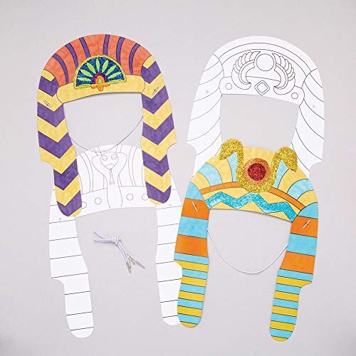 Baker Ross Copricapo faraone da colorare (confezione da 8) Creazioni per bambini, da decorare e indossare per travestirsi o giocare a giochi di ruolo, bianco