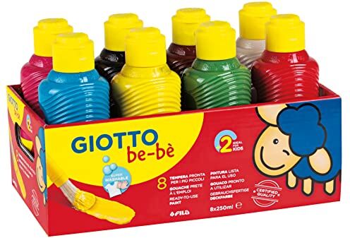 GIOTTO be-bè Super Paint Assortimento di 8 flaconi di guazzo, 250 ml, assortiti