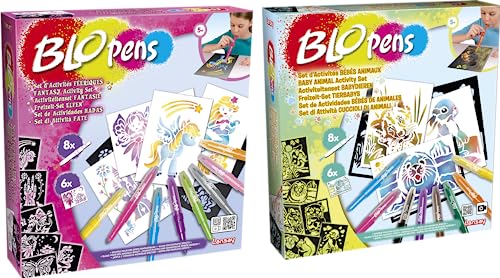 Lansay Bundle of Blopens Set di attività fatate + Set di attività cuccioli di animali Disegni e colorazione A partire da 5 anni