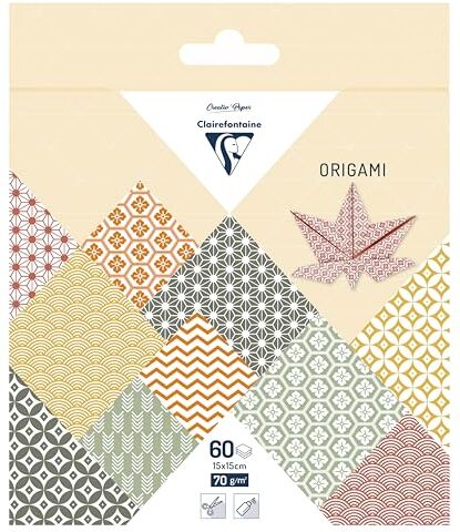 Clairefontaine 60 fogli di carta origami 70 g/m², collezione autunnale, formato 15 x 15 cm, 30 motivi colorati assortiti (2 fogli per motivo), tempo libero creativo per adulti e bambini