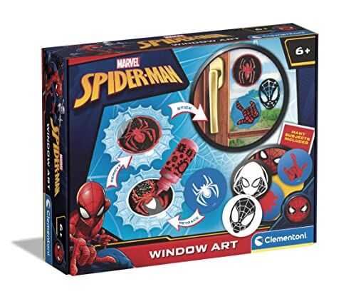 Clementoni Window Art attaccastacca Spiderman, Set per Creare Decorazioni adesive per superfici, Stickers Marvel, Gioco Creativo Bambino 6 Anni, Made in Italy, Multicolore, Medio,