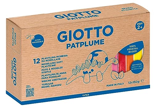 Giotto Patplume, Plastilina Vegetale, 12 x 150 g, Colori assortiti