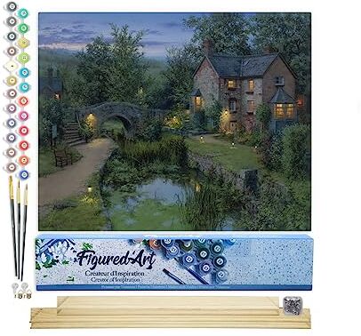 ART Dipingere con i Numeri Paint by Numbers Rifugio nella natura, Passatempo per Adulti, Kit Completo, Hobby Creativi 40x50cm cornice in legno fai da te