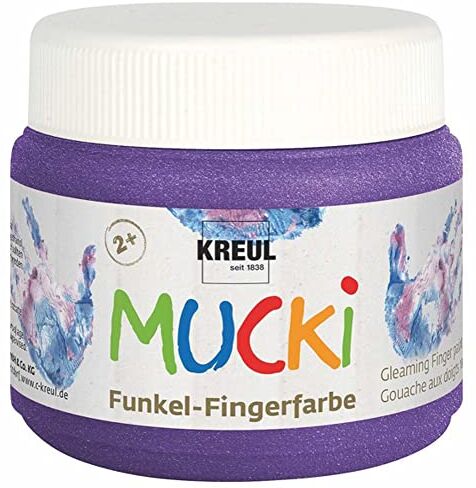 KREUL 23121-Vernice Scintillante Mucki, Viola Magico, parabeni, glutine, Senza lattosio e vegana, Lavabile, verniciabile con Pennello e Dita, Colore Purple, 150 ml, 23121