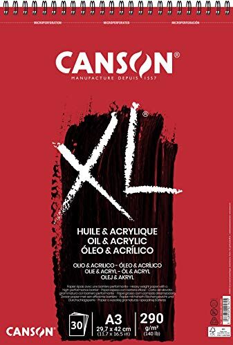 Canson XL Huile & Acrylique, album per pittura ad olio e acrilico, A3, 30 fogli, 290 g/m2 non telata