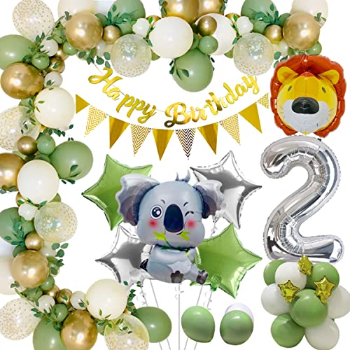 weeyin Palloncini Compleanno 2 Anno, Palloncini 2 Anno Bimbo Decorazioni Compleanno, Palloncini Compleanno 2 anni Giungla con Palloncini Animali, Verde Palloncini per Ragazzi Bimba 2 Anno Compleanno