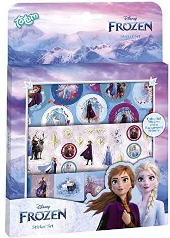 Totum FROZEN II Stickerset Set di adesivi Frozen II: 3 fogli di adesivi con motivi magici di Anna & Elsa, Olaf e un motivo di paesaggio