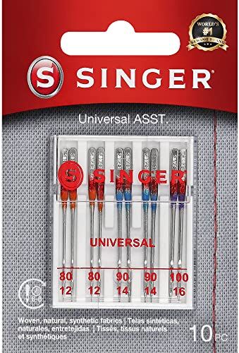 Singer Notions Universal Aghi per Macchina da Cucire, Misura Regolare, 11/80 (4), 14/90 (4) e 16/100 (2), Altri, Multicolore